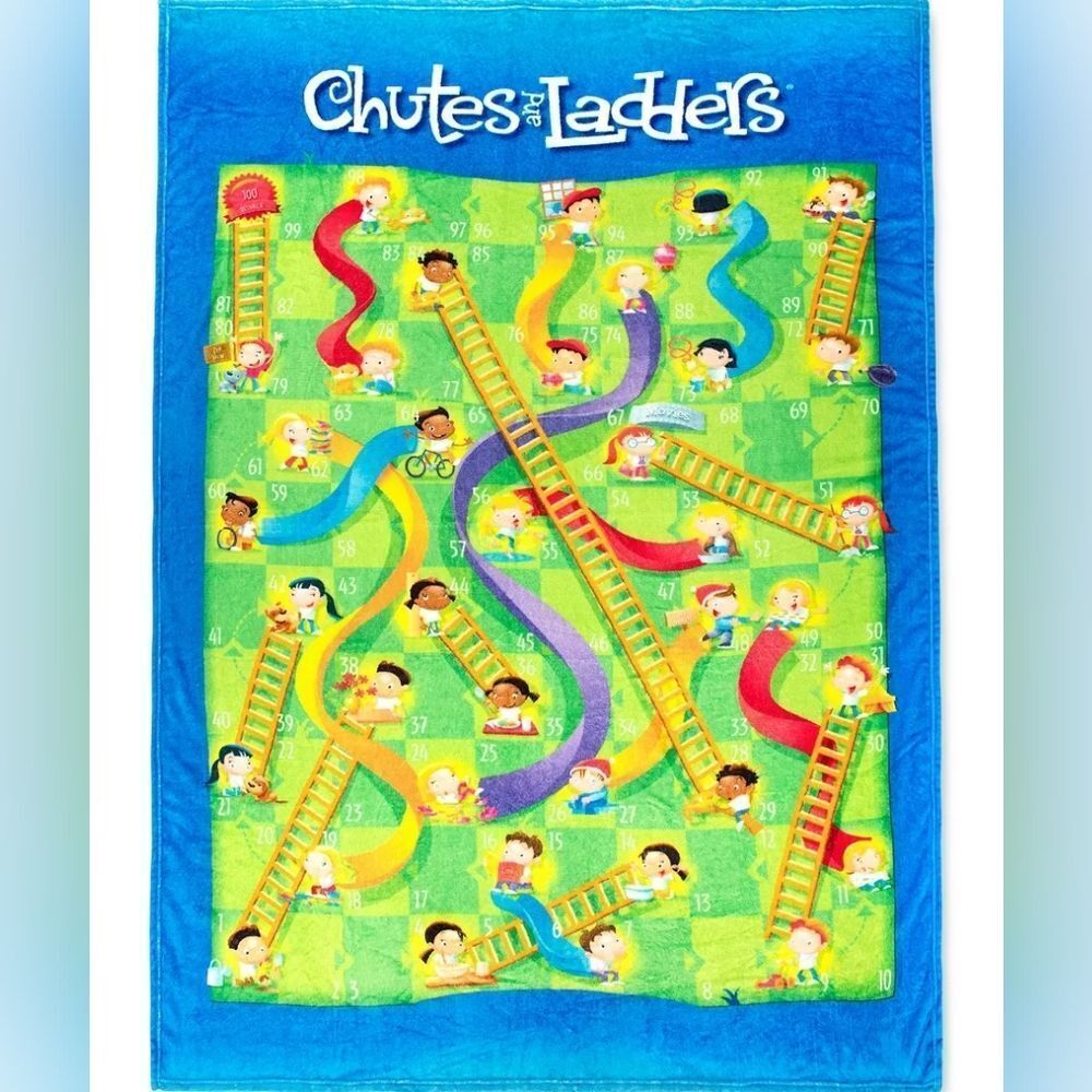 Chutes And Ladders Blanket 60x90  NWOT Hasbro